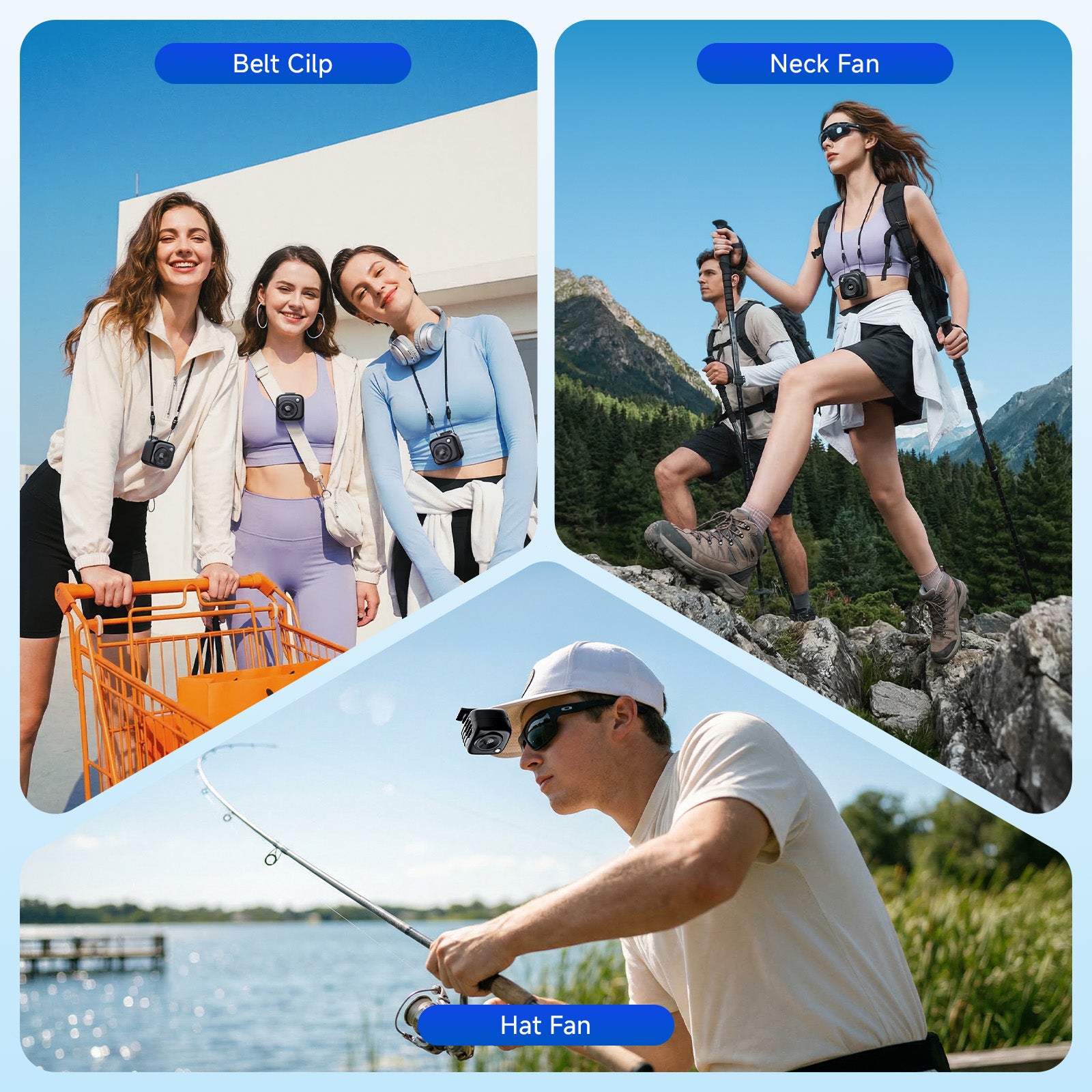 Portable Waist Fan, Rechargeable Wearable Fan with LED Display, 3 Speeds, 3000mAh Battery, 10H Runtime, 14500RPM Turbo Airflow, Clip on Belt/Shirt/Hat, Neck Fan for Travel,Outdoor, Gift for Men-1 PACK