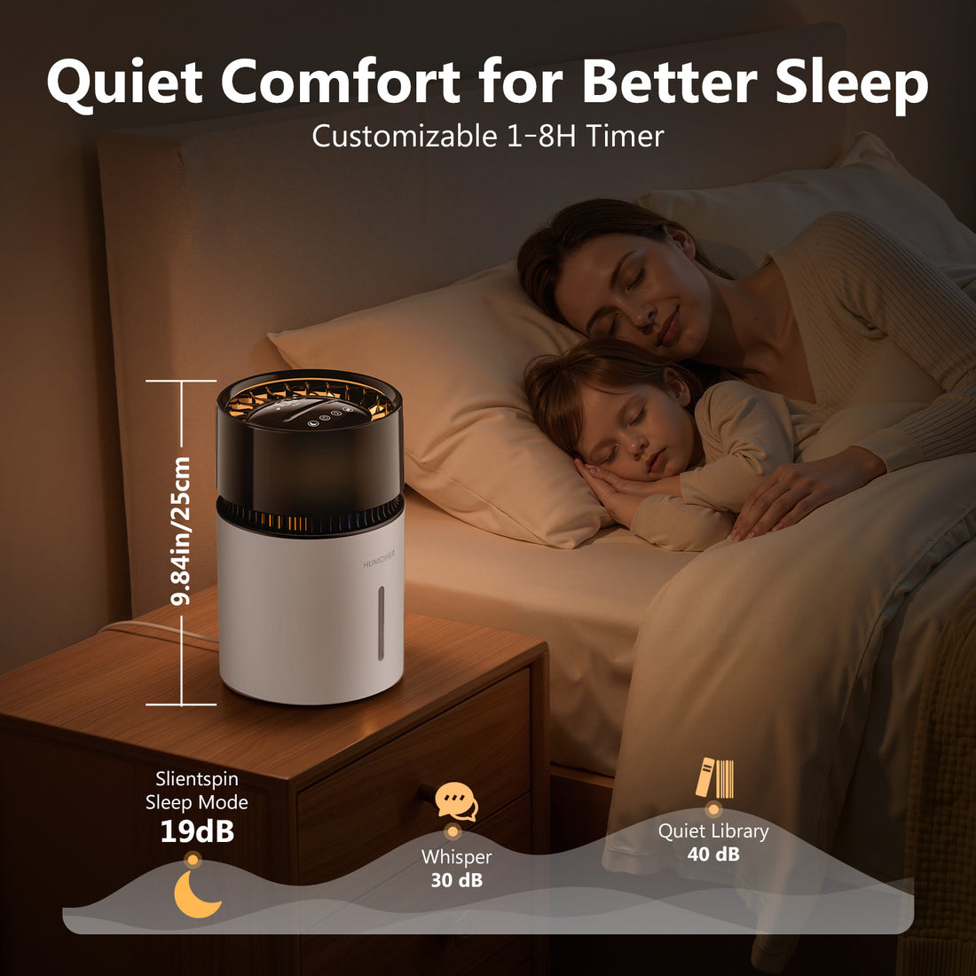 3L Mist-Free Evaporative Humidifier for Bedroom