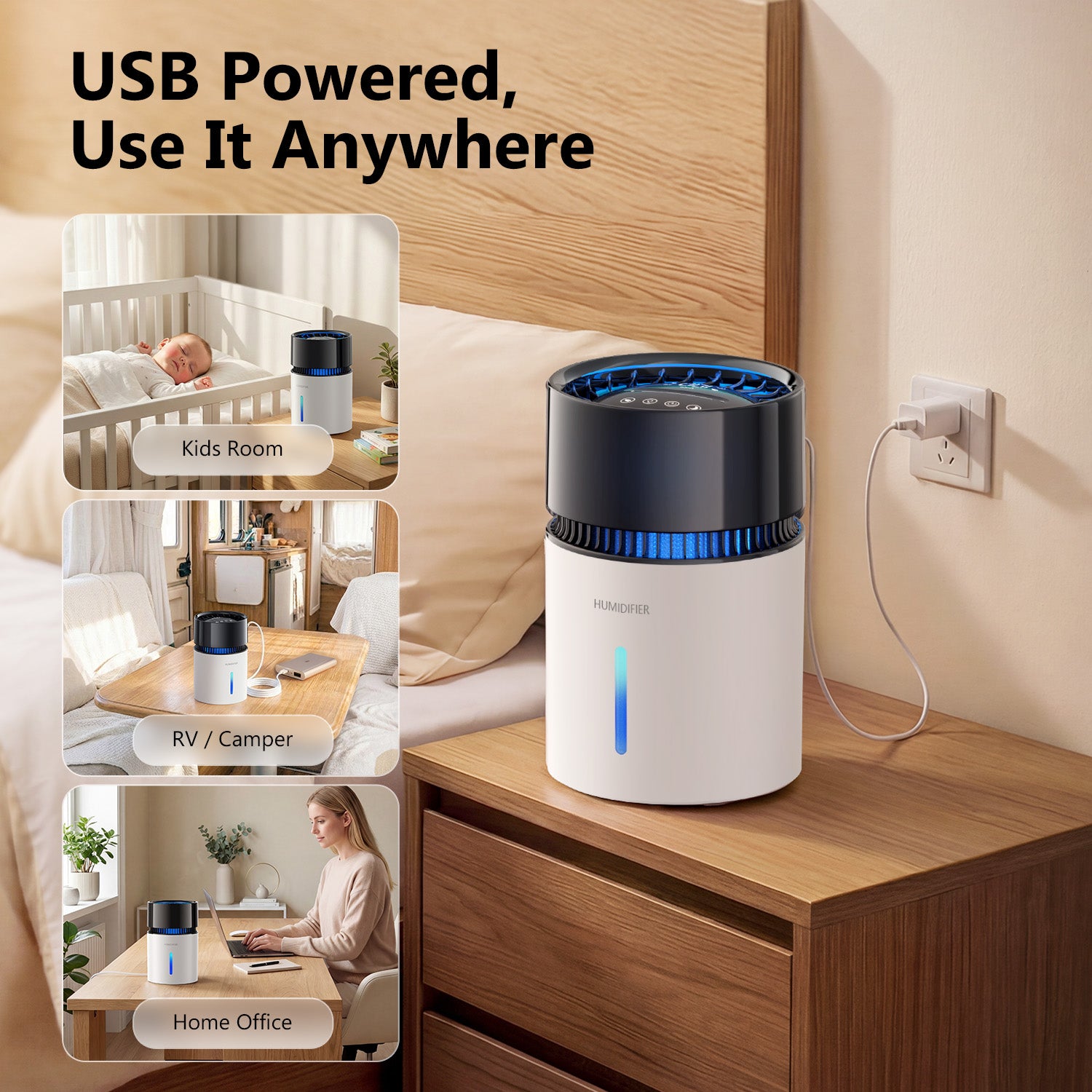 3L Mist-Free Evaporative Humidifier for Bedroom